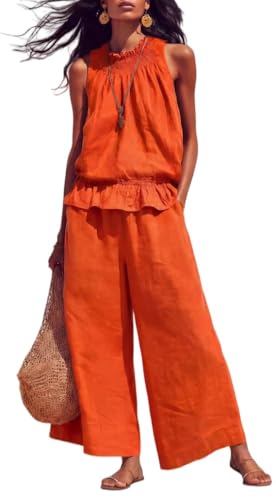Conjunto de lino para mujer ideal para días de playa, vacaciones y ropa de descanso