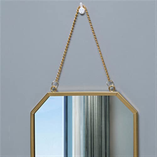 Espejo de maquillaje rectangular con cadena de hierro y marco dorado para baño, tamaño mediano 4