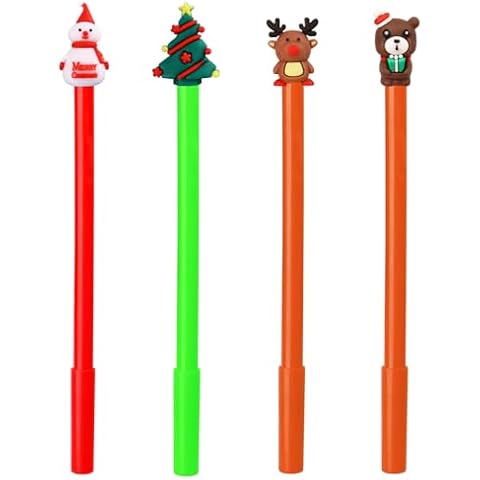 Mluchee Christmas Pens Gel Ink Winter Themed Party Xmas Tree Cute Cartoon Pens Santa Claus Snowman Reindeer Pen for Holiday Party Favors Gift Office School Cover