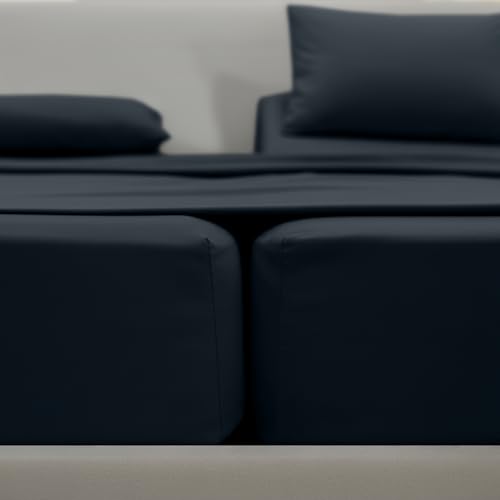 Image of Elegant Comfort Luxurious 1500 Premium Hotel Quality Microfiber Three Line Embroidered Softest 5-Piece Bed Sheet Set, Wrinkle and Fade Resistant, Split King, Black