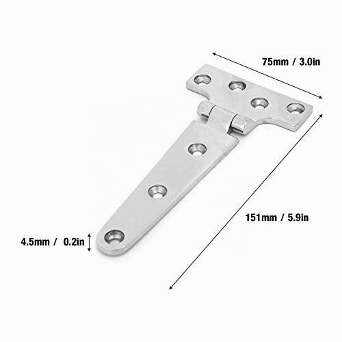 FTVOGUE Lot de 2 Épaissi Charnières en Acier Inoxydable Feuille T Type Charnière pour Portes De Jardin 151 * 75 * 4.5mm