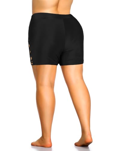 Holipick Plus Size Swim Shorts for Women High Waist Swim Bottoms Strappy Swimsuit Boyshorts Bathing Suit Shorts3