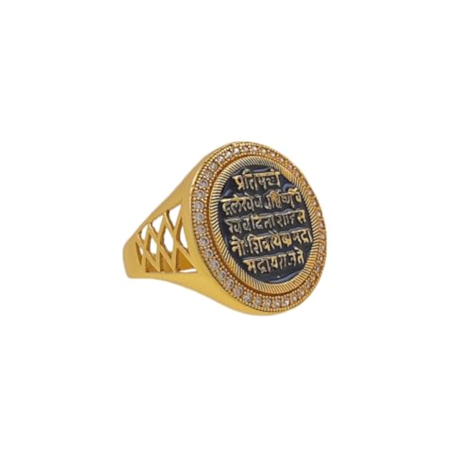 Gold Plated Raj Mudra Circular Finger Ring