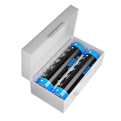 [3600mAh] Pack de 2 Piles pour Batterie supérieure Plate de 3.7v à Dessus Plat, Batterie Plate Rechargeable pour Lampe de Poche Appareil Photo, Lampe Frontale (IB-65O)...