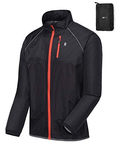 Little Donkey Andy Mens Waterproof Cycling Bike Jacket, Running Golf Rain Jacket, Windbreaker, Ultralight and Packable Black XXL