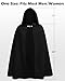 Prebene Renaissance Hooded Cloak for Women Men, Gothic Medieval Vintage Cape Halloween Cosplay Costume (Black, One Size)