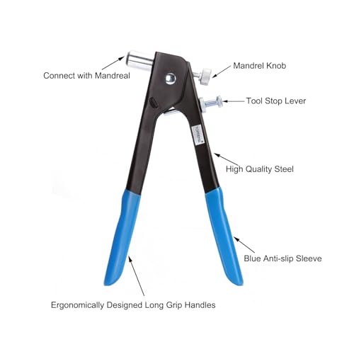 Toprema 126pcs Rivet Nut Tool Kit Set Blind Rivet Nut Hand Riveter Wrench Threaded Insert Rivnut Nutsert M3/M4/M5/M6/M8