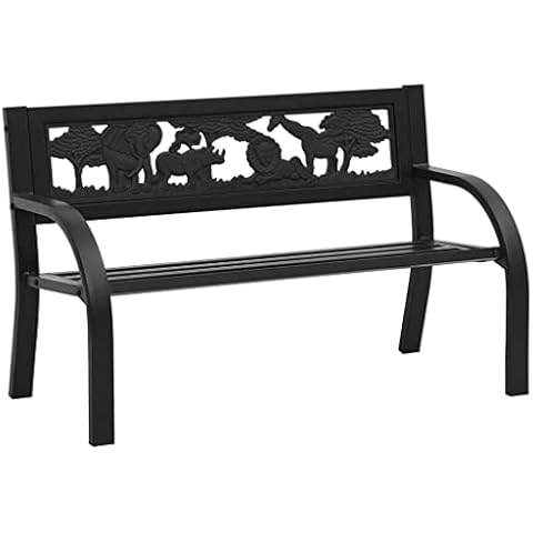 vidaXL Steel Children's Garden Bench with Animal Designs Cover