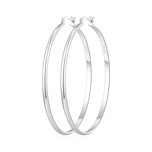 RANKEEF 3 mm De large Creoles argent femme hypoallergéniques 925 Boucle d'oreille creole femme...