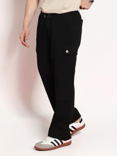 Image of Urbano Fashion Men's Loose Baggy Fit Cargo Jogger Chino Pant with 6 Pockets Stretchable