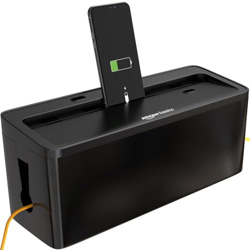Amazon Basics Cable Management Box with Phone Stand | Cord Organi...