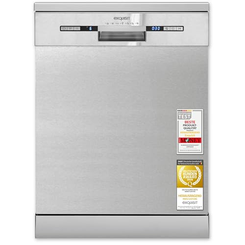 Exquisit START Geschirrspüler 60 cm, 13 Maßgedecke, Unterbaufähig, 11 Liter, Startzeitvorwahl, Restlaufanzeige, 7 Spülprogramme, GSP9313-030E inox