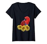 Il comporte l'image d'un perroquet Eclectus femelle (rouge) perché derrière un bouquet de fleurs de tournesol. Conçu pour les amateurs de perroquets et les professionnels de la médecine vétérinaire aviaire.