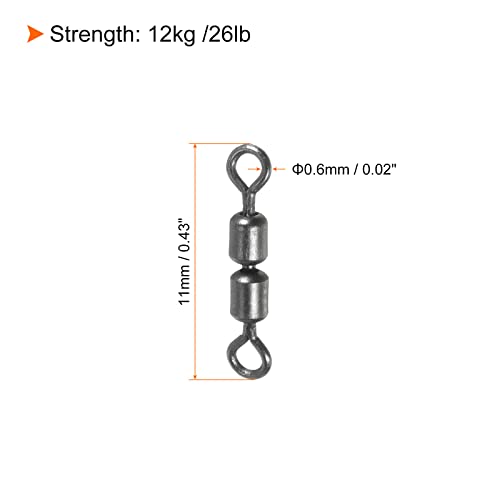 PATIKIL High Speed 2 Roller Swivel, 20Pcs 26lb Copper Barrel Bead Chain Rolling for Saltwater Freshwater Fishing Black - Image 2