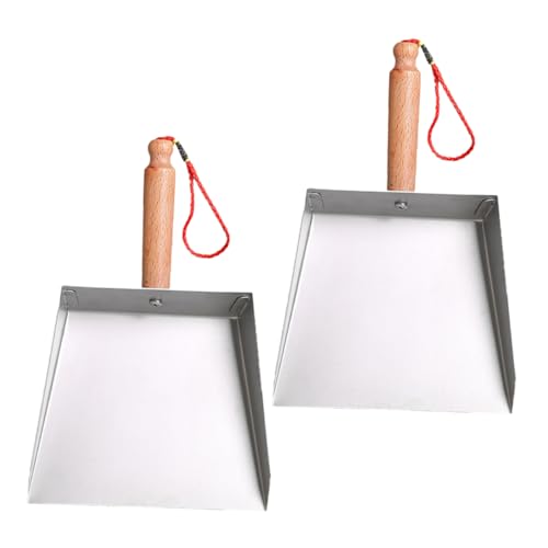 Anneome 2 Piezas Recogedor Polvo De Servicio Pesado De Madera Silver