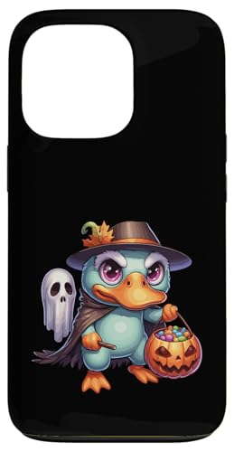 怖いハロウィーン カモノハシ ゴースト 不気味なキャンディバッグ スマホケース iPhone 13 Pro 用