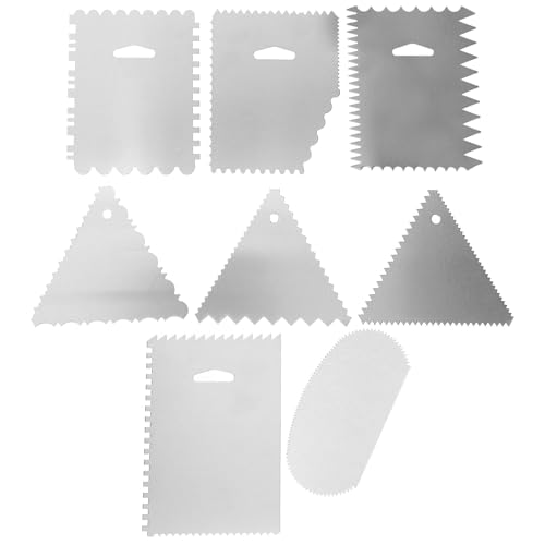 VALICLUD Grattoirs à Pâtisserie Maison 8 Pièces Acier Inoxydable Grattoir à Dents de Scie Lisseur de Crème Outils de Décoration pour Pâtisserie la Cuisine Professionnelle