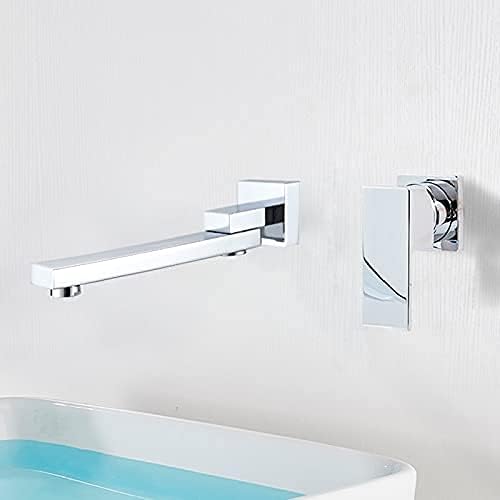 キッチンシンクの蛇口、蛇口滝洗面器の蛇口壁取り付け式バスルーム用蛇口バス洗面器のシンクの蛇口浴槽の温水と冷水のミキサー/マットブラッ