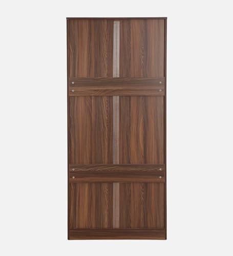 Image of Mintwud Pepperfry Engineered Wood Wardrobe with 2 Doors, 3 Drawers Storage and 1 Hanging Rod | Wooden Almirah Cupboard for Clothes Storage Organizer for Living Room Home Furniture (Brown Finish)
