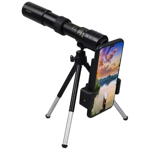 4K 10-300X40mm Super Telephoto Zoom Monocular Telescope, with Smartphone Holder Tripod,Fogproof Waterproof Military Telescope for Bird Watching Travelling Hiking Camping (monocula+ Tripod) Cover