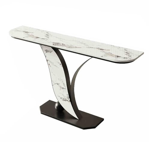 Consola industrial con base de metal, mesa de entrada estrecha y larga con espacio de almacenamiento, mesa auxiliar pequeña para recibidor, pasillo y sala de estar (negro C, 150 cm/59 pulgadas)