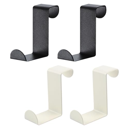 Mewtush 4 Pièces Crochets Porte en Acier Inoxydable, Crochet Torchon Cuisine, Patere Porte, Crochets Torchons et Manteaux Réversibles pour Porte 2 cm ou 4 cm, Rangement Cuisine Salle de Bain Bureau