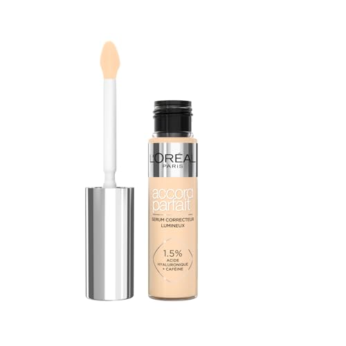 L'Oréal Paris Correttore in Siero Liquido, Formula con Acido Ialuronico e Caffeina, Idratazione 24H, Finish Luminoso, Accord Parfait, Tonalità : 4N Light Medium, 11 ml