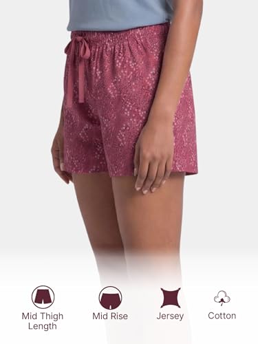 Image of Enamor Drawstring Mid Thigh Length Mid Rise Basic Shorts - Relaxed Fit, Super Soft Cotton - E062