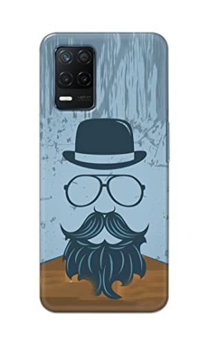 Image of PRINTFIDAA Mustache Beard and Hairstyle Hipster in Glasses Printed Designer Hard Case for Realme 8 5G / Realme Narzo 30 5G / Realme 8S 5G / Realme V13 5G Back Cover -(e) RPM1002