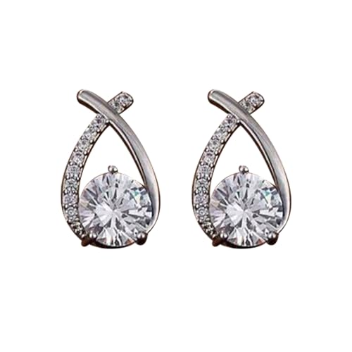 Pendientes auténticos para mujer – Pendientes para mujer y niña, chapados en plata, pendientes de aro artificiales en forma de circonita, regalo de cumpleaños, pendientes de aro para hombre, talla