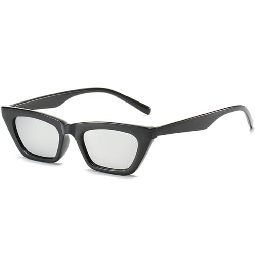 Lunettes de soleil oeil de chat vintage LVTFCO petite monture retro noir argent chic