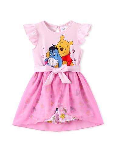 Image of Disney Princess Frozen Elsa Minnie Mouse Stitch Toddler Girl Romper With Skirt Overlay Summer Jumpsuit with Bow 2-6 Years