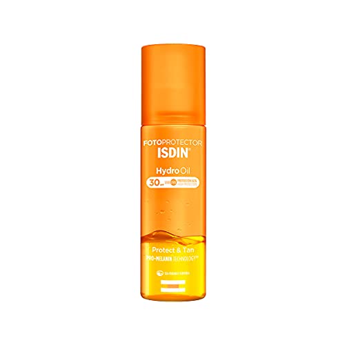 Fotoprotector ISDIN HydroOil SPF 30 - Protector solar corporal bifásico que protege y broncea la piel, 200 ml