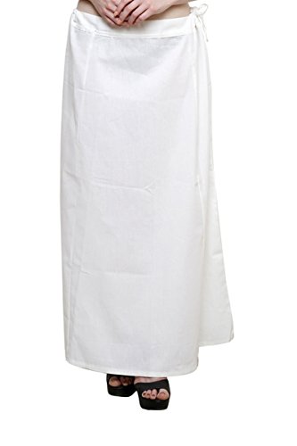 Navyata Damen Baumwolle Readymade indischer Inskirt Sari Petticoats Unterrock - Freie Größe Gr. Einheitsgröße, gebrochenes weiß Cover