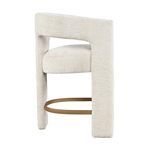 Jofran Upholstered Dining Chair with Arms – Versatile Bar Stools and Counter Height Bar Stools – Stylish Seating for Kitchen, Dining Room, or Home Bar, Natural