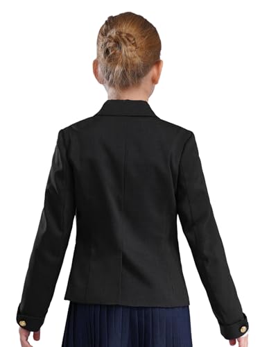 Aislor Kids Girls Blazer Jacket Solid Color School Uniform Lapel Long Sleeve Button Down Suit Jacket with Pockets2