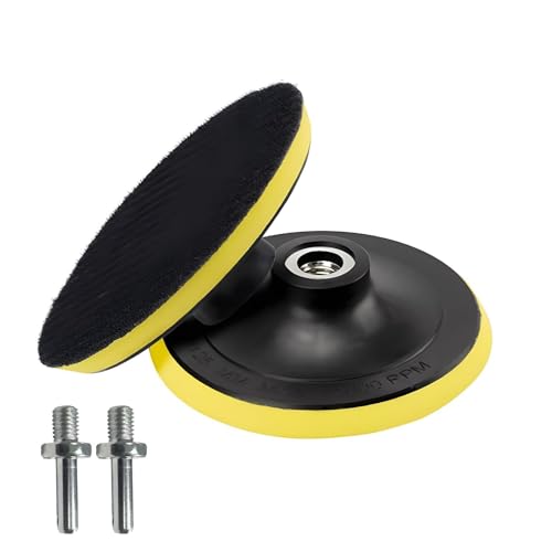 Juego de 2 bandejas de lijado 125 mm con Rosca M14, Placa de Soporte de Lijado Autoadherente, Compatible con Amoladoras Angulares y Taladradoras, para Pulido y Lijado en Carpintería y Metalurgia