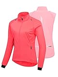 33,000ft Fahrradjacke Damen Wasserdicht Atmungsaktiv Sommer UV-Schutz Leicht Fahrradweste mit Abnehmbaren Ärmeln Fahrrad Radsportjacke Reflektierend Regenjacke Frauen Rosa L