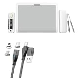 BoxWave Cable Compatible with Xencelabs Pen Tablet Bundle SE (Medium) - MagnetoSnap PD AllCharge Cable (100W), Magnet PD 100W Charging Cable USB Type-C Micro USB - Jet Black