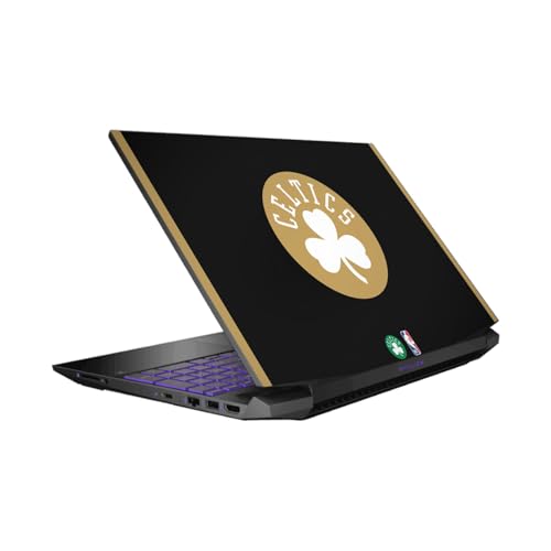 Sticker HP Pavilion 15.6 Boston Celtics design noir et or pour bureau et fac