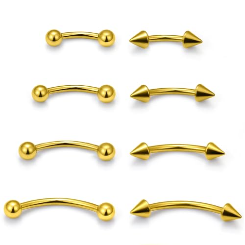 Eyebrow Piercing Jewelry Surgical Steel Curved Barbell Tiny Eyebrow Ring Vertical Labret Lip Jewelry Ear Rook Navel Small Belly Button Ring for Women Men 20g 16g 6mm/8mm/10mm/12mm