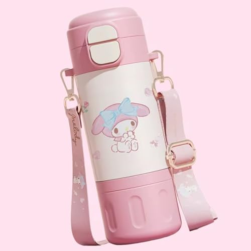 Image of Kids Premium Water Bottle with Straw & Spout | Stainless Steel Water Bottle & Leak-Proof Flip Lid | Portable & Durable Design for School & Travel (480ml) (Pink)