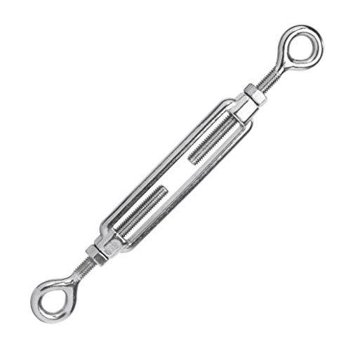 Premier Stainless Solutions Open-Body Stainless Steel Eye & Eye 3 8” x 4-3 4” Turnbuckles for Tensioning Cable or Rope, T316 Marine Grade (All Styles Sizes Available)