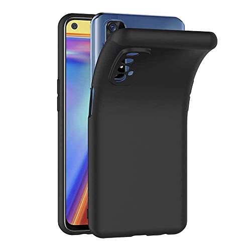 Image of BlazeTech for [ Realme 7 / Narzo 20 Pro ] Liquid Silicone Back Case Cover Flexible |Inner Lining| with Camera Protection Back Cover for [ Realme 7 / Narzo 20 Pro ] - Black