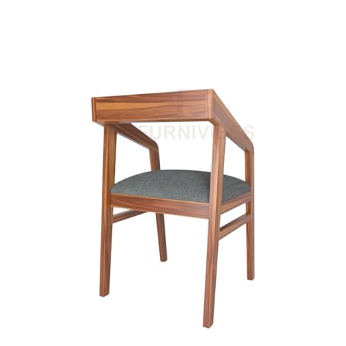 Image of Sheesham Wood Armchair with Cushion for Living Room Home Wooden Arm Chair Modern Furniture for Garden & Outdoor (Natural Finish)