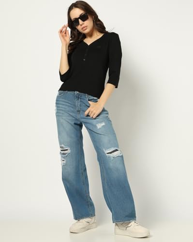 Image of Gap Women Solid Slim Fit Short Sleeves V-Neck Blouse