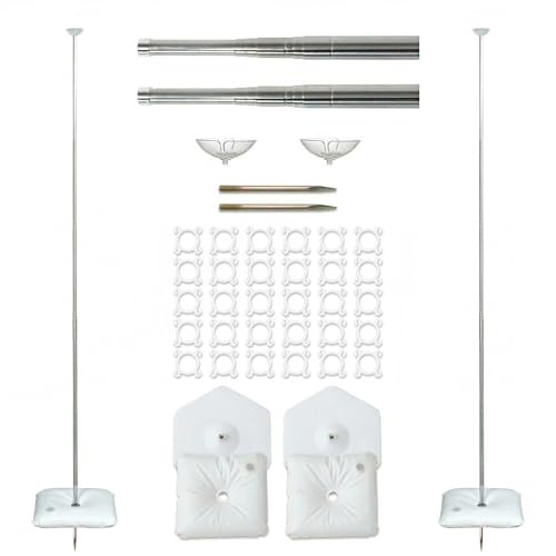 iDecoMart Juego de 2 soportes de columna para globos, altura ajustable hasta 2 m, estacas de tierra para estabilidad, reutilizable para centros de mesa de globos en fiestas, bodas, eventos