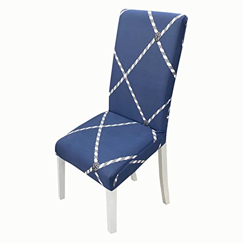Image of House of Quirk Elastic Chair Cover Stretch Removable Washable Short Dining Chair Cover Protector Seat Slipcover (Pack of 1, Blue Rope)