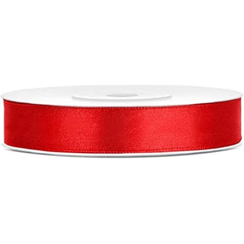 Libetui 25 Meter Satinband Rot 12mm rotes Schleifenband Geschenkband Rotes Band Dekoband Rote Bänder rote Schleife Cover