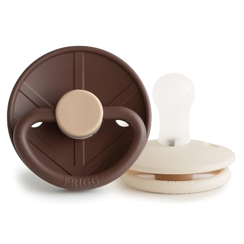 Image of FRIGG Little Viking SilkySoft Silicone Baby Pacifier 2-Pack | Made in Denmark | BPA-Free (Cocoa /Cream, 0-6 Months)